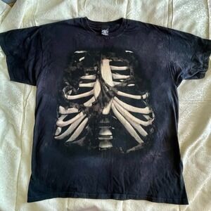 Skulbone T-Shirt Kristtoffer Frisk Rare Ribcage Punk Gothic 2XL 2005 Tie Dye